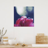 Elegante Abstrakte Regentropfen auf rosa Blume Pet Poster (Küche)