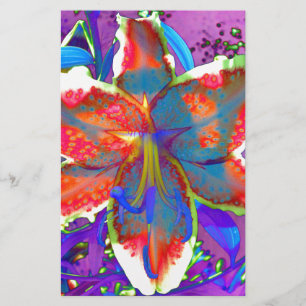 Elegante abstrakte Retro-Rot-Blau-Blumen-Aquarell Briefpapier