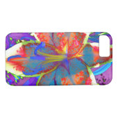 Elegante abstrakte Retroblau-Blume Case-Mate iPhone Hülle (Rückseite (Horizontal))