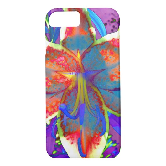 Elegante abstrakte Retroblau-Blume Case-Mate iPhone Hülle (Rückseite)