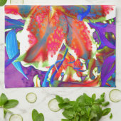 Elegante abstrakte Retroblau-Blume Handtuch (Gefaltet)