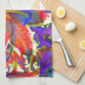 Elegante abstrakte Retroblau-Blume Handtuch (Viertel Falte)