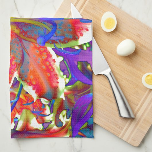 Elegante abstrakte Retroblau-Blume Handtuch (Viertel Falte)