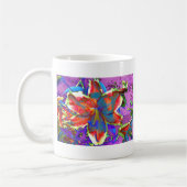 Elegante abstrakte Retroblau-Blume Kaffeetasse (Links)
