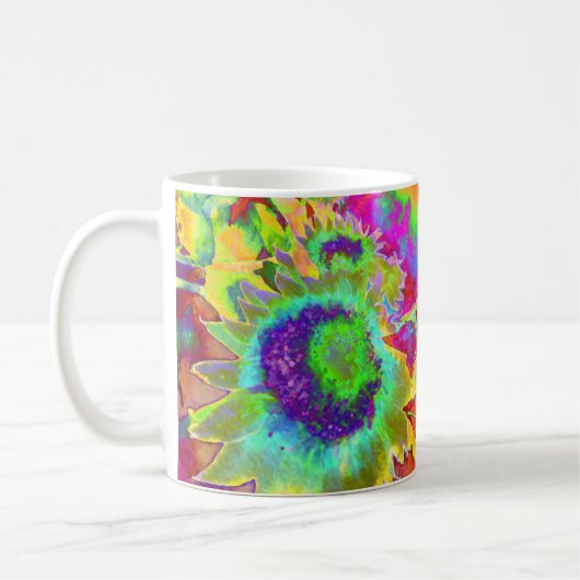 Elegante abstrakte Retrosonnenfelder Kaffeetasse (Links)