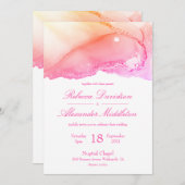 Elegante Abstrakte Rosa-Hochzeit Einladung (Vorne/Hinten)