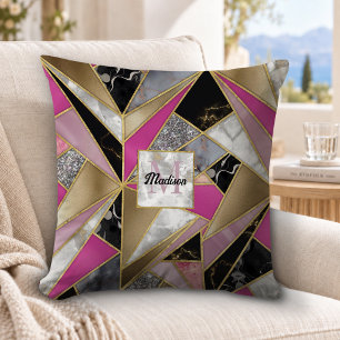 Elegante abstrakte rosa schwarze Geometrie Kissen