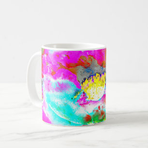 Elegante abstrakte rosa teal Blumenmalerei Kaffeetasse