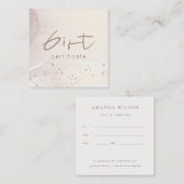 Elegante Abstrakte Rose Gold Lila Geschenkgutschei Quadratische Visitenkarte (Vorne/Hinten)