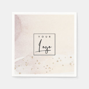 Elegante Abstrakte Rose Gold Lila Wasserfarben-Log Serviette