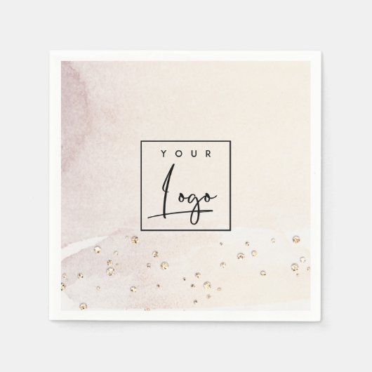 Elegante Abstrakte Rose Gold Lila Wasserfarben-Log Serviette (Vorderseite)