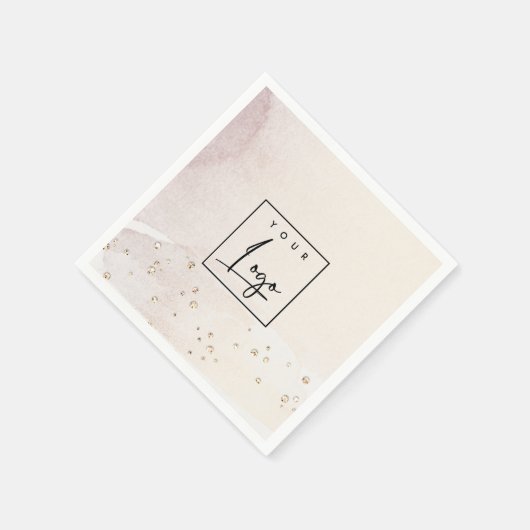 Elegante Abstrakte Rose Gold Lila Wasserfarben-Log Serviette (Ecke)