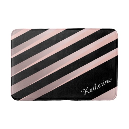 Elegante, abstrakte Rose Gold, Schwarz & Rosa Badematte (Vorderseite)