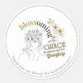 Elegante Abstrakte Rose Haare blühen mit Anmut Runder Aufkleber (Vorderseite)