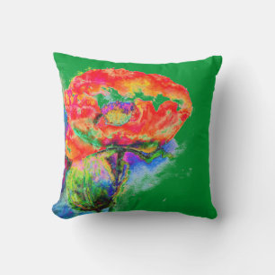 Elegante abstrakte rote Aquarell-Blumen Kissen
