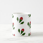 Elegante Abstrakte Rote Rosen & Blätter Blumenmust Kaffeetasse (Mittel)