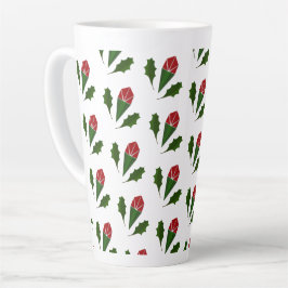 Elegante Abstrakte Rote Rosen & Blätter Blumenmust Milchtasse
