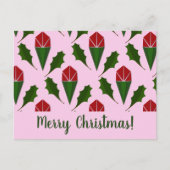 Elegante Abstrakte Rote Rosen Grün, Rosa Postkarte (Vorderseite)