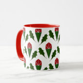 Elegante Abstrakte Rote Rosen & Holly Floral Muste Tasse (Vorderseite Links)