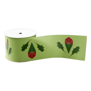 Elegante Abstrakte Rote Rosen, Holly Holiday Limon Ripsband