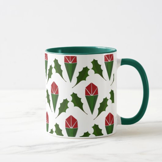 Elegante Abstrakte Rote Rosen, Holly Holiday Patte Tasse (Rechts)