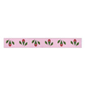 Elegante Abstrakte Rote Rosen & Holly Holiday Pink Ripsband (Vorderseite)