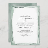 Elegante Abstrakte Sage Green Wedding Watercolor Einladung (Vorne/Hinten)