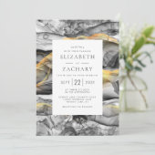 Elegante Abstrakte Schwarz-Grau-Hochzeit Einladung (Stehend Vorderseite)