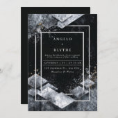 Elegante Abstrakte Schwarze Hochzeit Einladung (Vorne/Hinten)