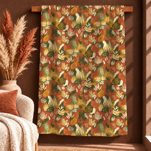 Elegante Abstrakte Senf-Salbei-Botanische Tagesdec Sherpadecke