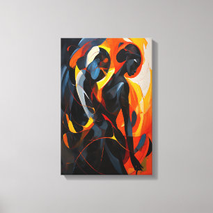Elegante Abstrakte Silhouette im Fiery Tones Leinwanddruck
