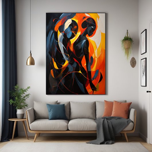 Elegante Abstrakte Silhouette im Fiery Tones Poster