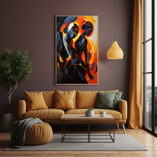 Elegante Abstrakte Silhouette im Fiery Tones Poster