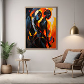Elegante Abstrakte Silhouette im Fiery Tones Poster