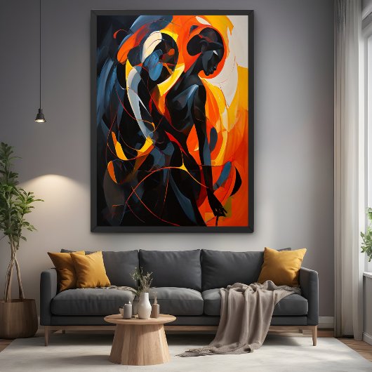 Elegante Abstrakte Silhouette im Fiery Tones Poster