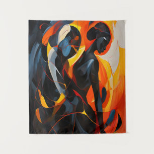 Elegante Abstrakte Silhouette im Fiery Tones Wandteppich