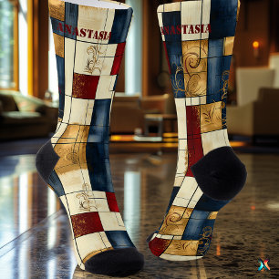 Elegante abstrakte Socken: Retro geometrisches Des Socken