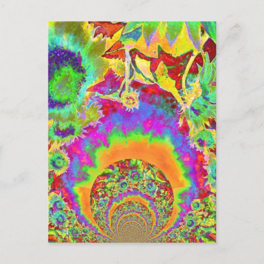 Elegante abstrakte Sonnenblume Aquarell Blumen Postkarte (Vorderseite)