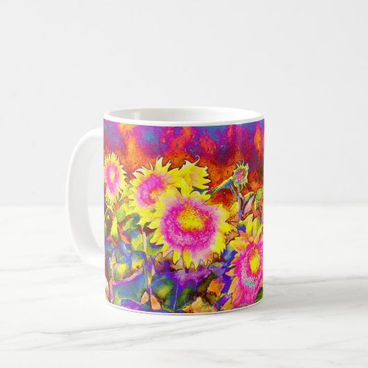 Elegante abstrakte Sonnenblumenfelder Kaffeetasse (Vorderseite Links)