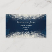 Elegante Abstrakte Spitzen und Perlen auf Dunkelbl Visitenkarte (Rückseite)