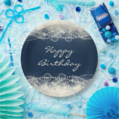 Elegante Abstrakte Spitzen und Perlen Happy Birthd Pappteller (Party)
