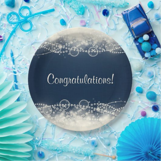 Elegante Abstrakte Spitzen und Perlen Herzlichen G Pappteller (Party)