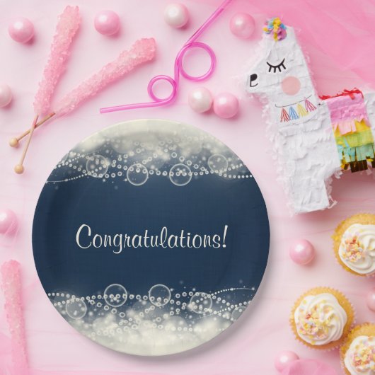 Elegante Abstrakte Spitzen und Perlen Herzlichen G Pappteller (Party)