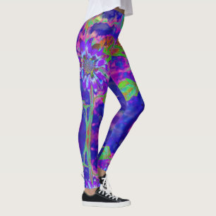 Elegante abstrakte violette Sonnenblume Leggings