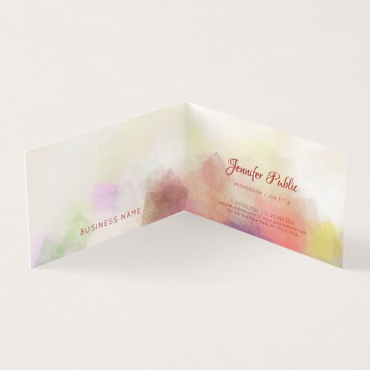 Elegante Abstrakte Vorlage Handschrift oben Visitenkarten (Innenseite)