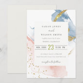 Elegante Abstrakte Wasserfarbe Gold Rosa Blaue Hoc Einladung (Vorne/Hinten)