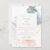 Elegante Abstrakte Wasserfarbe Gold Rosa Blaue Hoc Einladung (Vorderseite)