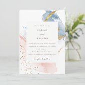 Elegante Abstrakte Wasserfarbe Gold Rosa Blaue Hoc Einladung (Stehend Vorderseite)