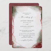 Elegante Abstrakte Wasserfarbe Terra Rosa Hochzeit Einladung (Vorne/Hinten)