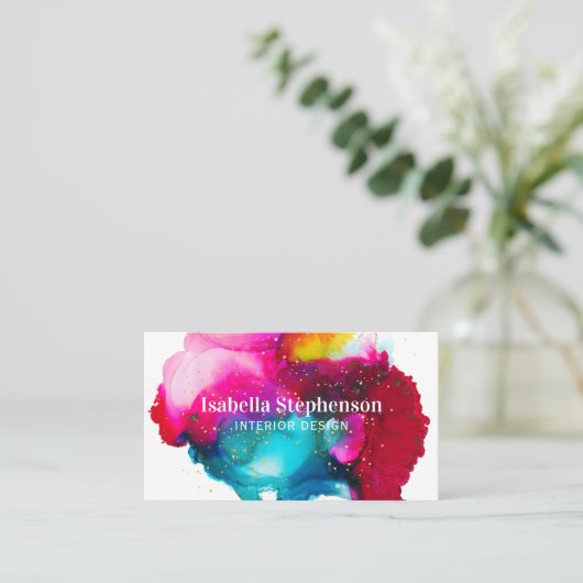 Elegante Abstrakte Wasserfarben Splash Visitenkarte (Stehend Vorderseite)